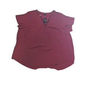 Torrid Women's Burgundy Sequin V-Neck Short Sleeve‎ Blouse Top Plus Size 3